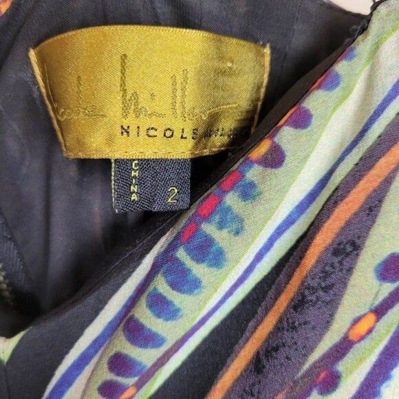 Nicole Miller Size 2 Silk Multicolor Mini Dress Spaghetti Straps - Picture 12 of 12